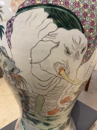 A large Chinese famille rose 'immortals' vase, Republic